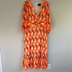 Donna Morgan Plunging V-Neck 3/4 Sleeve A-Line Dress